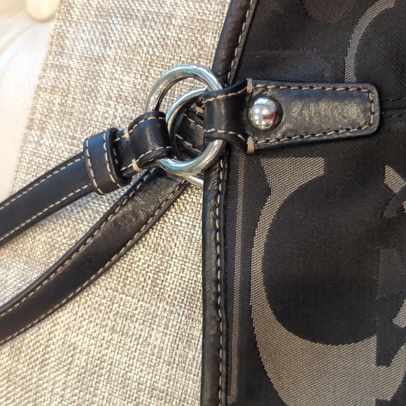 Coach Leah Black and Gray Sateen Handbag - Picture 12 of 12